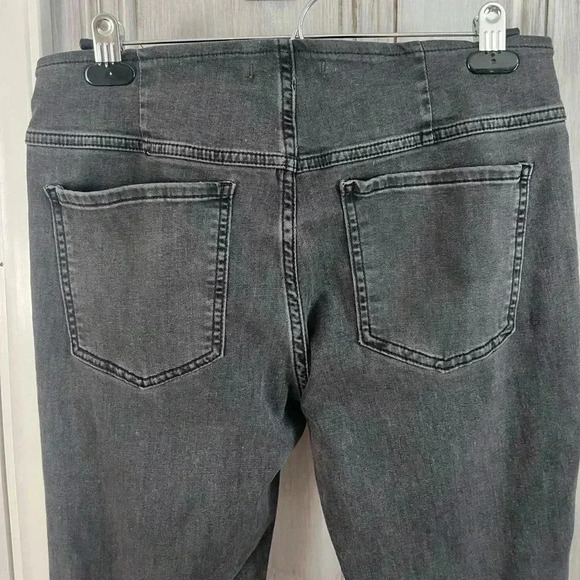 FREE PEOPLE Gray Stretch Denim Pull On Flare Pants 30R boho y2k hippie bohemian - Picture 5 of 11